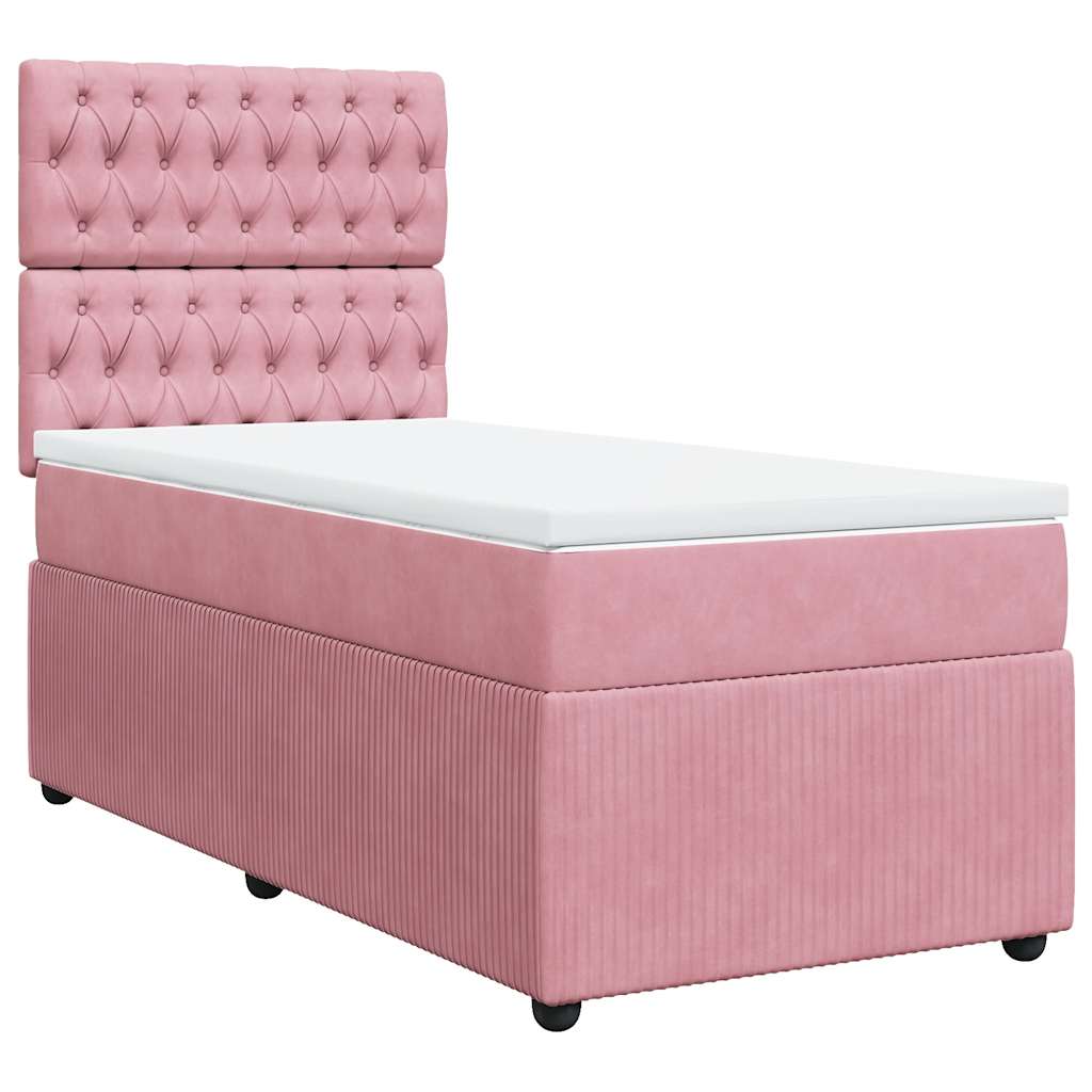 Giroletto a Molle con Materasso Rosa 100x200 cm in Velluto
