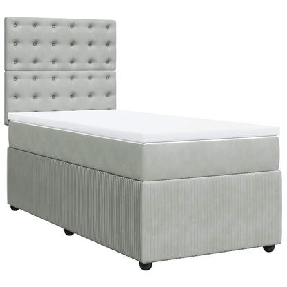 Giroletto a Molle con Materasso Grigio Chiaro 100x200cm Velluto