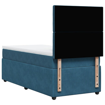 Giroletto a Molle con Materasso Blu Scuro 100x200 cm in Velluto
