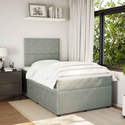 Giroletto a Molle con Materasso Grigio Chiaro 120x190cm Velluto