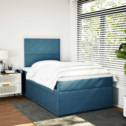 Giroletto a Molle con Materasso Blu Scuro 120x190 cm in Velluto