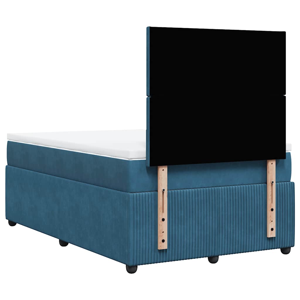 Giroletto a Molle con Materasso Blu Scuro 120x190 cm in Velluto