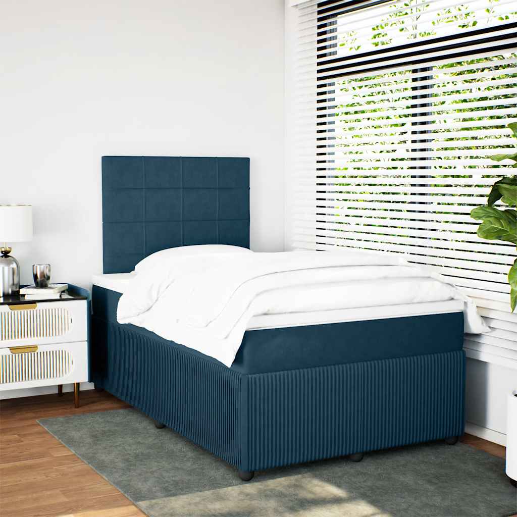 Giroletto a Molle con Materasso Blu Scuro 120x190 cm in Velluto | homemem39