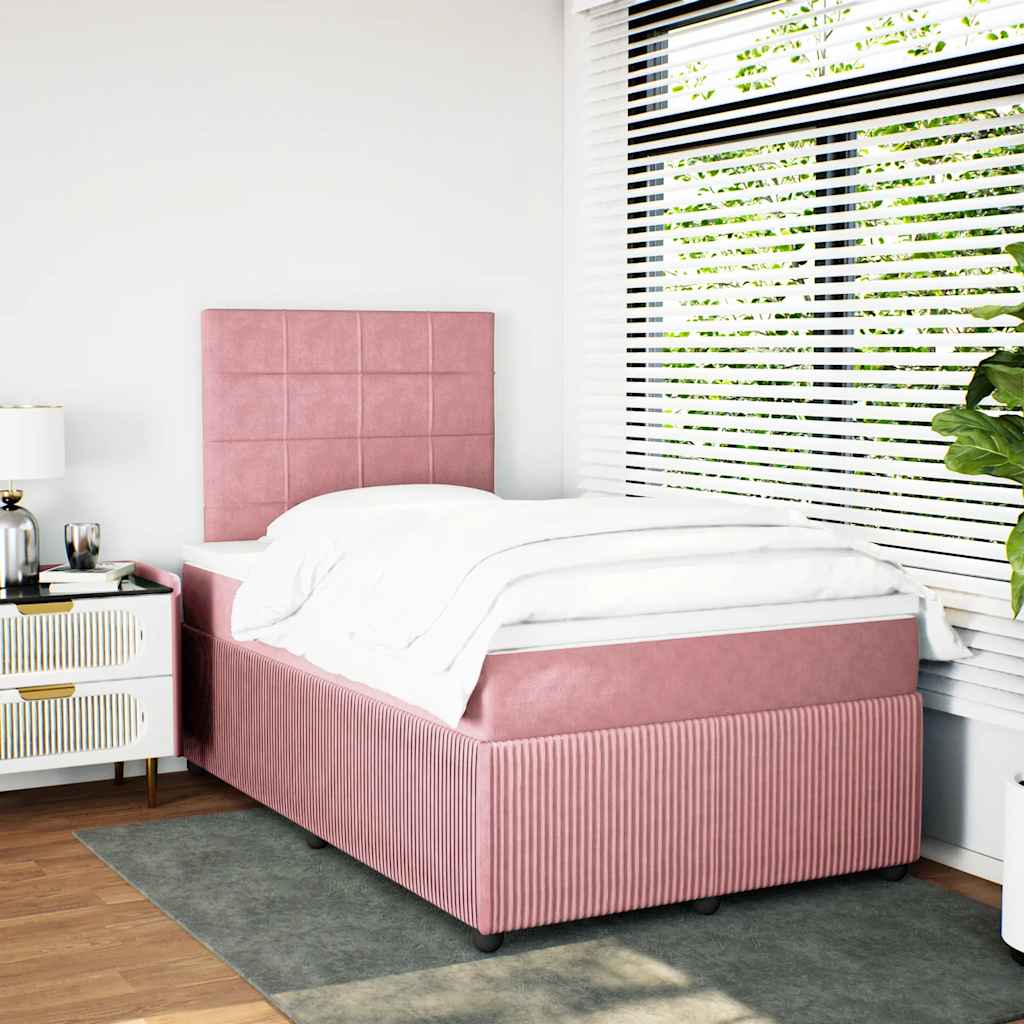 Giroletto a Molle con Materasso Rosa 120x190 cm in Velluto