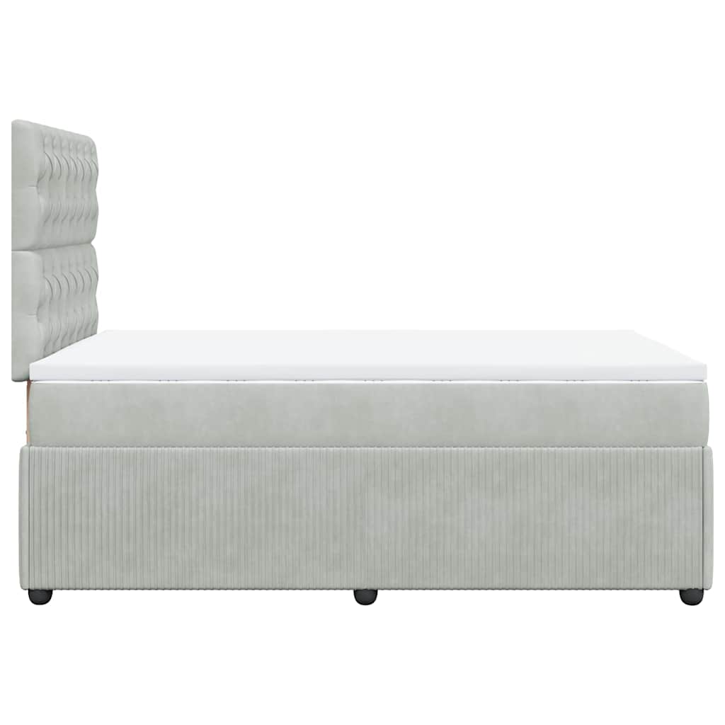 Giroletto a Molle con Materasso Grigio Chiaro 120x190cm Velluto