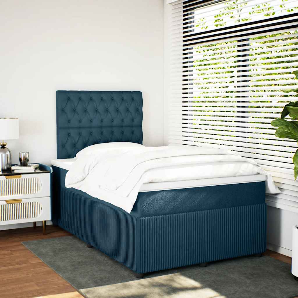 Giroletto a Molle con Materasso Blu Scuro 120x190 cm in Velluto | homemem39