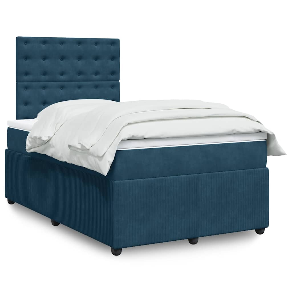 Giroletto a Molle con Materasso Blu Scuro 120x190 cm in Velluto | homemem39