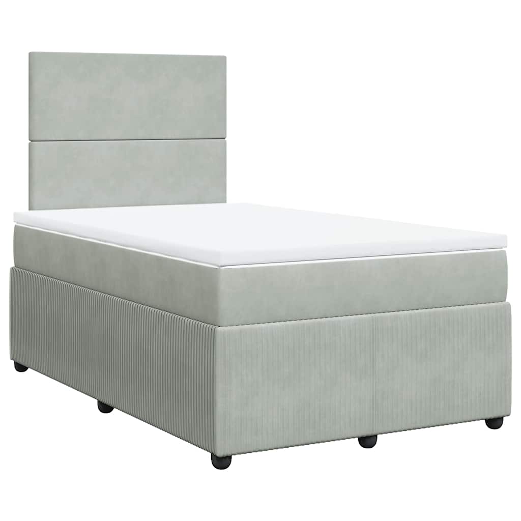 Giroletto a Molle con Materasso Grigio Chiaro 120x200cm Velluto | homemem39