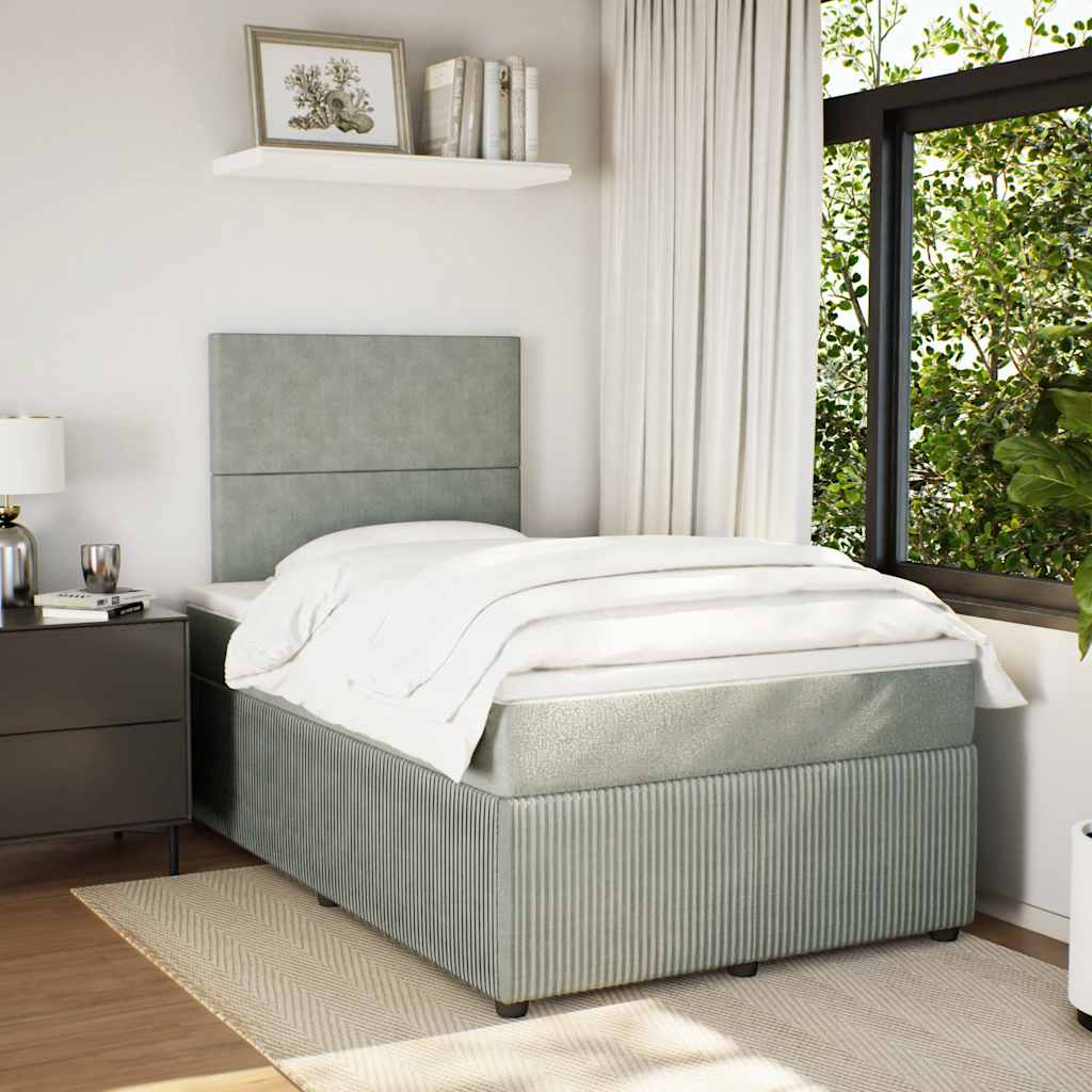 Giroletto a Molle con Materasso Grigio Chiaro 120x200cm Velluto | homemem39
