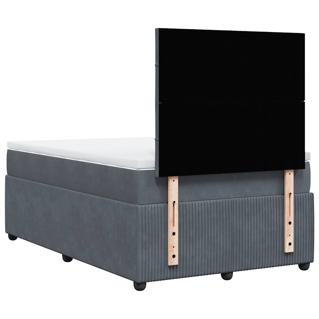 Giroletto a Molle con Materasso Grigio Scuro 120x200 cm Velluto | homemem39