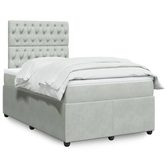 Giroletto a Molle con Materasso Grigio Chiaro 120x200cm Velluto | homemem39