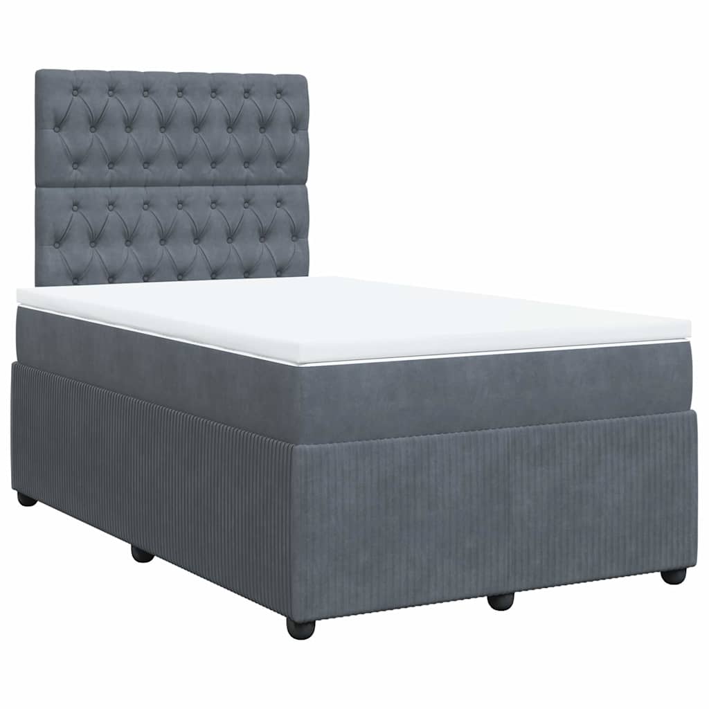 Giroletto a Molle con Materasso Grigio Scuro 120x200 cm Velluto | homemem39