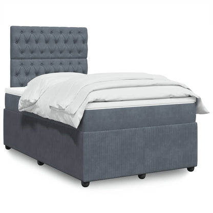 Giroletto a Molle con Materasso Grigio Scuro 120x200 cm Velluto | homemem39