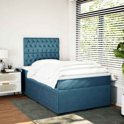 Giroletto a Molle con Materasso Blu Scuro 120x200 cm in Velluto