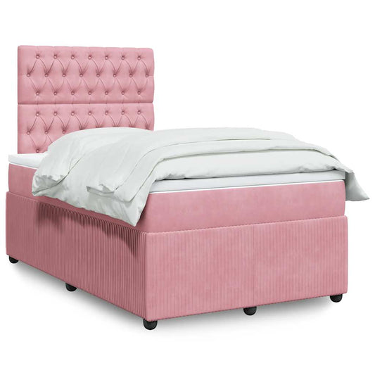 Giroletto a Molle con Materasso Rosa 120x200 cm in Velluto