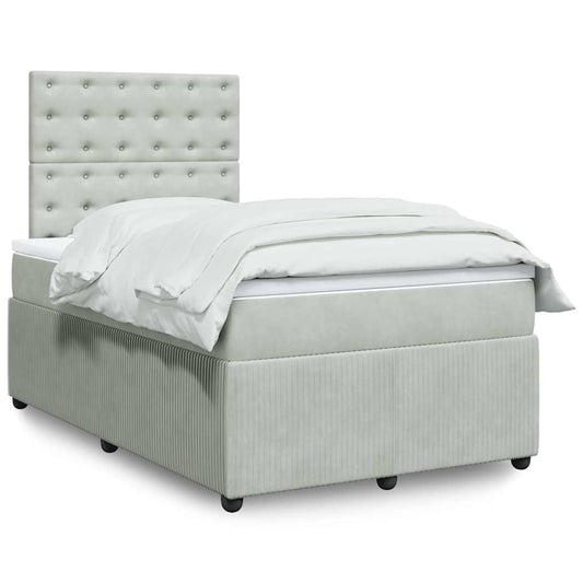 Giroletto a Molle con Materasso Grigio Chiaro 120x200cm Velluto | homemem39