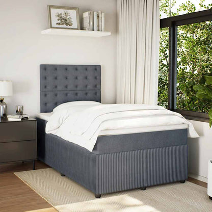 Giroletto a Molle con Materasso Grigio Scuro 120x200 cm Velluto