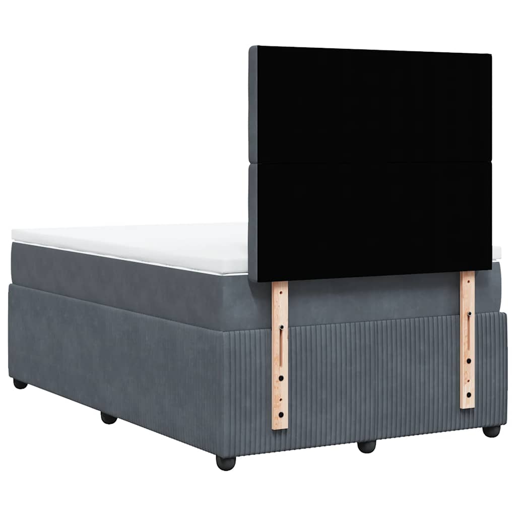 Giroletto a Molle con Materasso Grigio Scuro 120x200 cm Velluto | homemem39