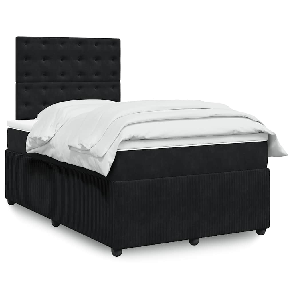 Giroletto a Molle con Materasso Nero 120x200 cm in Velluto