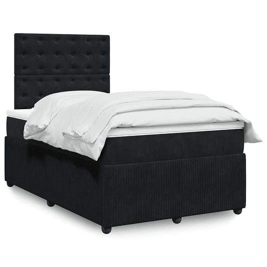 Giroletto a Molle con Materasso Nero 120x200 cm in Velluto