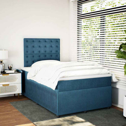 Giroletto a Molle con Materasso Blu Scuro 120x200 cm in Velluto