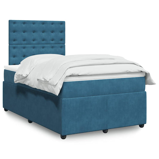 Giroletto a Molle con Materasso Blu Scuro 120x200 cm in Velluto