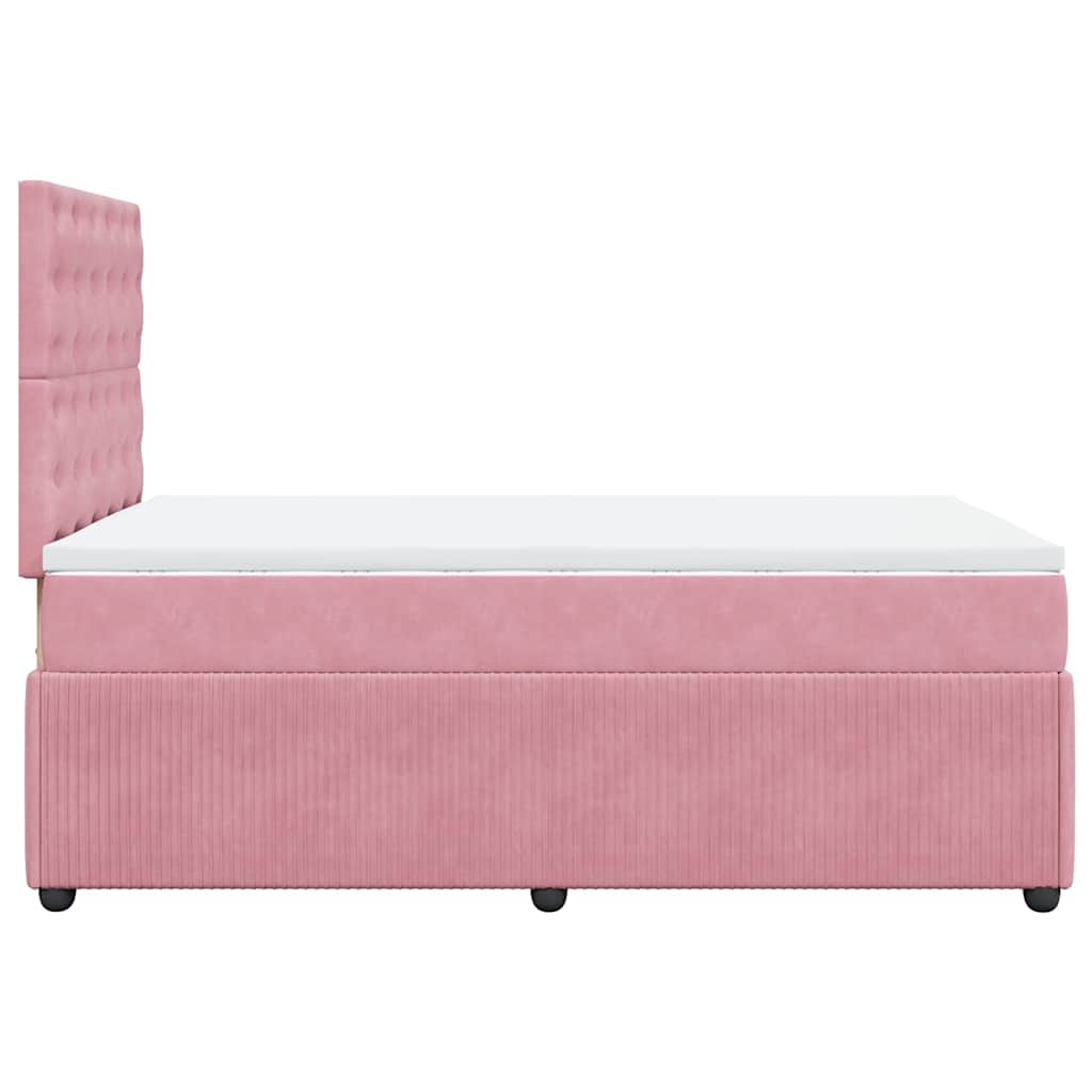 Giroletto a Molle con Materasso Rosa 120x200 cm in Velluto | homemem39