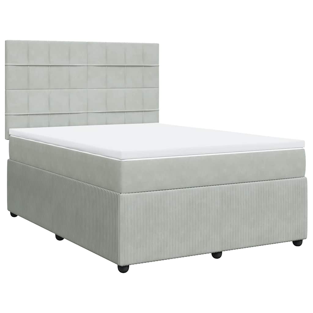 Giroletto a Molle con Materasso Grigio Chiaro 140x190cm Velluto