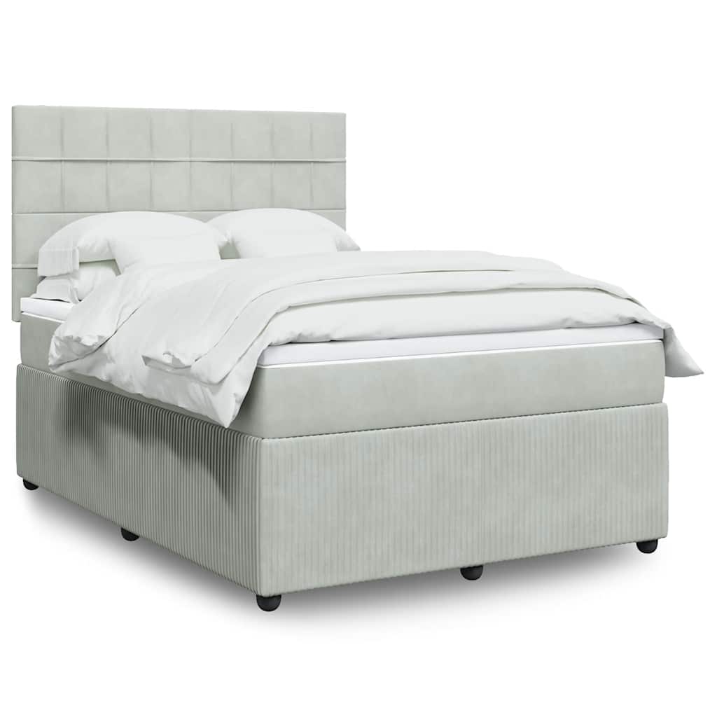 Giroletto a Molle con Materasso Grigio Chiaro 140x190cm Velluto