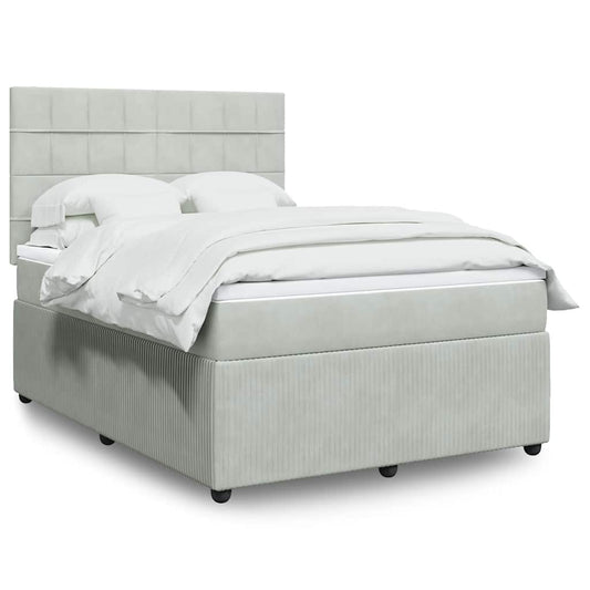 Giroletto a Molle con Materasso Grigio Chiaro 140x190cm Velluto