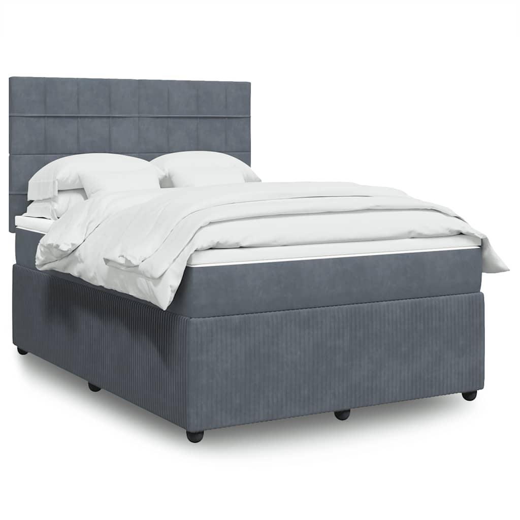 Giroletto a Molle con Materasso Grigio Scuro 140x190 cm Velluto
