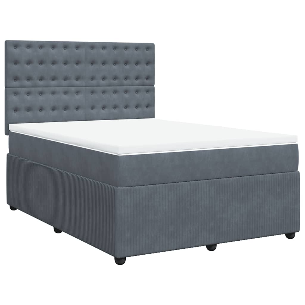 Giroletto a Molle con Materasso Grigio Scuro 140x190 cm Velluto