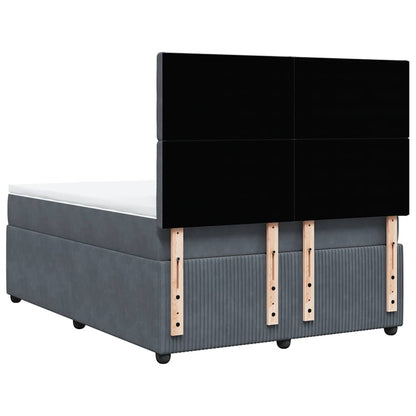 Giroletto a Molle con Materasso Grigio Scuro 140x190 cm Velluto