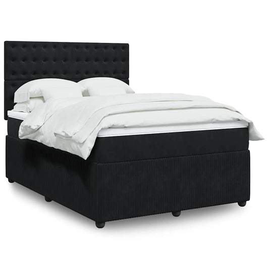 Giroletto a Molle con Materasso Nero 140x190 cm in Velluto
