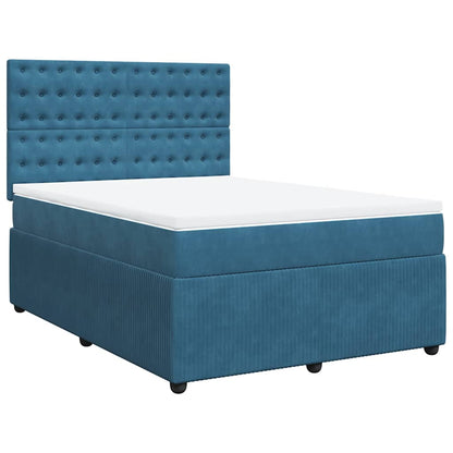 Giroletto a Molle con Materasso Blu Scuro 140x190 cm in Velluto
