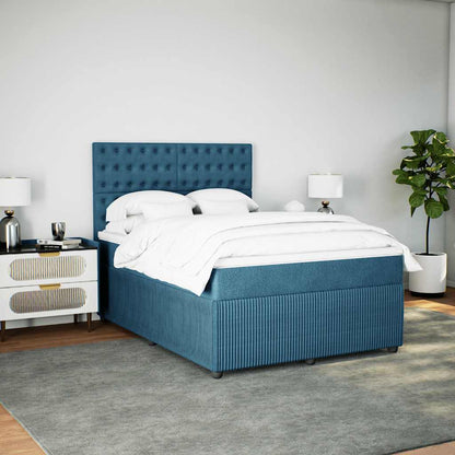 Giroletto a Molle con Materasso Blu Scuro 140x190 cm in Velluto