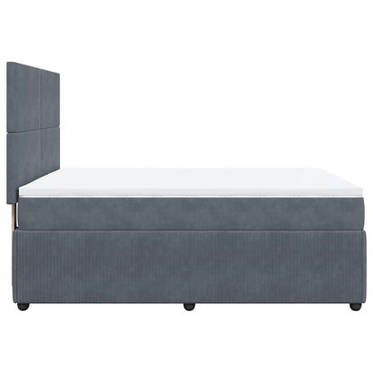Giroletto a Molle con Materasso Grigio Scuro 140x200 cm Velluto