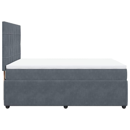 Giroletto a Molle con Materasso Grigio Scuro 140x200 cm Velluto