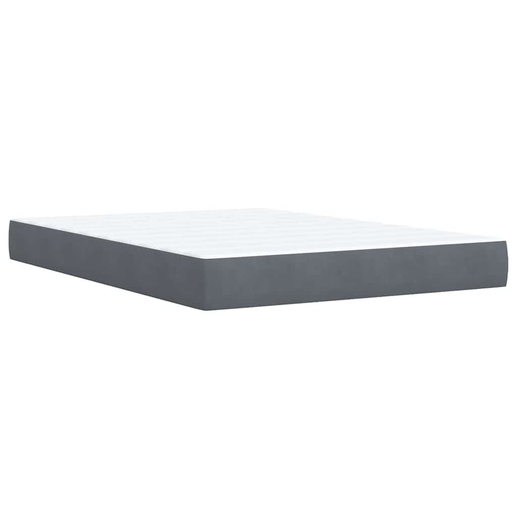 Giroletto a Molle con Materasso Grigio Scuro 140x200 cm Velluto