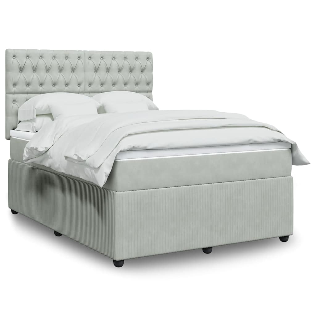 Giroletto a Molle con Materasso Grigio Chiaro 140x200cm Velluto | homemem39