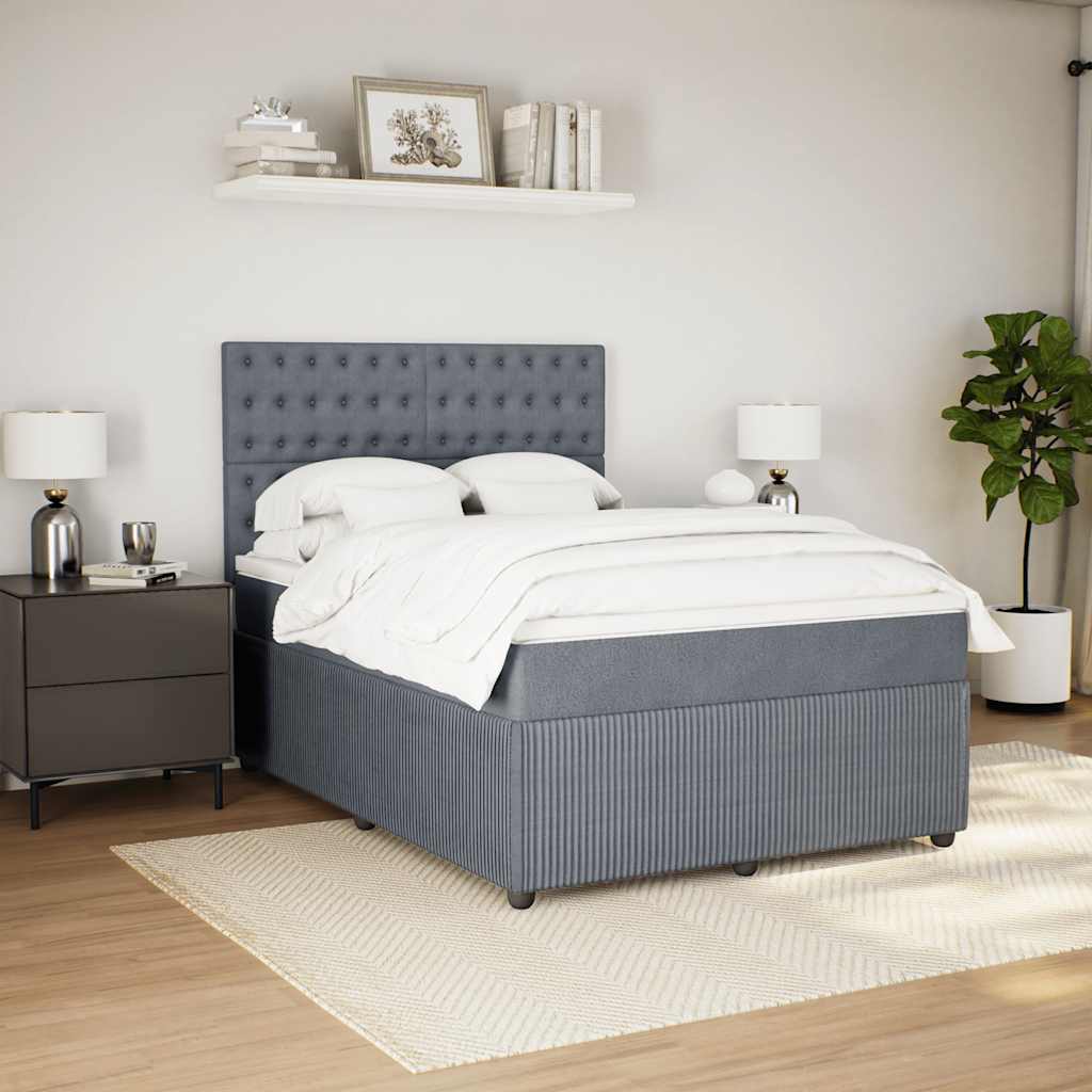 Giroletto a Molle con Materasso Grigio Scuro 140x200 cm Velluto