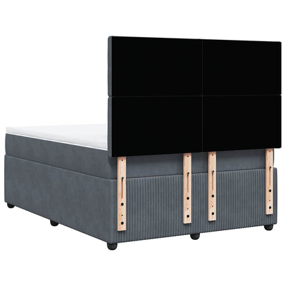 Giroletto a Molle con Materasso Grigio Scuro 140x200 cm Velluto