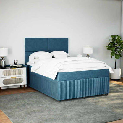 Giroletto a Molle con Materasso Blu Scuro 160x200 cm in Velluto