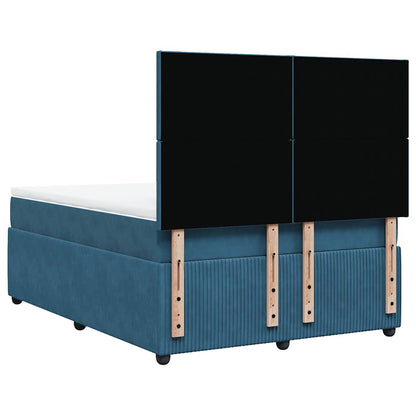Giroletto a Molle con Materasso Blu Scuro 160x200 cm in Velluto