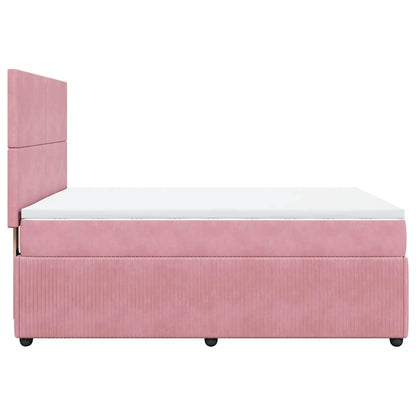 Giroletto a Molle con Materasso Rosa 160x200 cm in Velluto