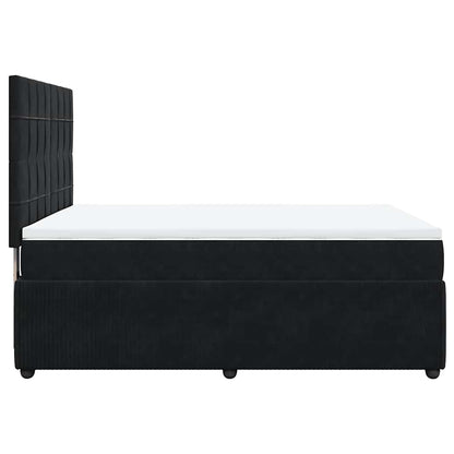 Giroletto a Molle con Materasso Nero 160x200 cm in Velluto