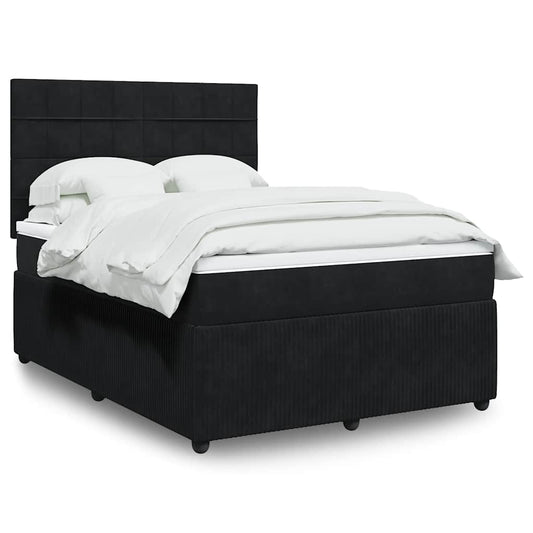 Giroletto a Molle con Materasso Nero 160x200 cm in Velluto