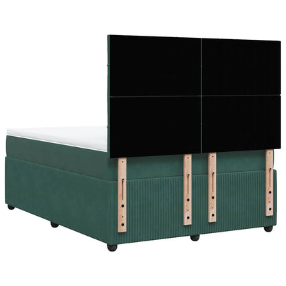 Giroletto a Molle con Materasso Verde Scuro 160x200 cm Velluto