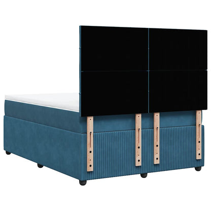 Giroletto a Molle con Materasso Blu Scuro 160x200 cm in Velluto