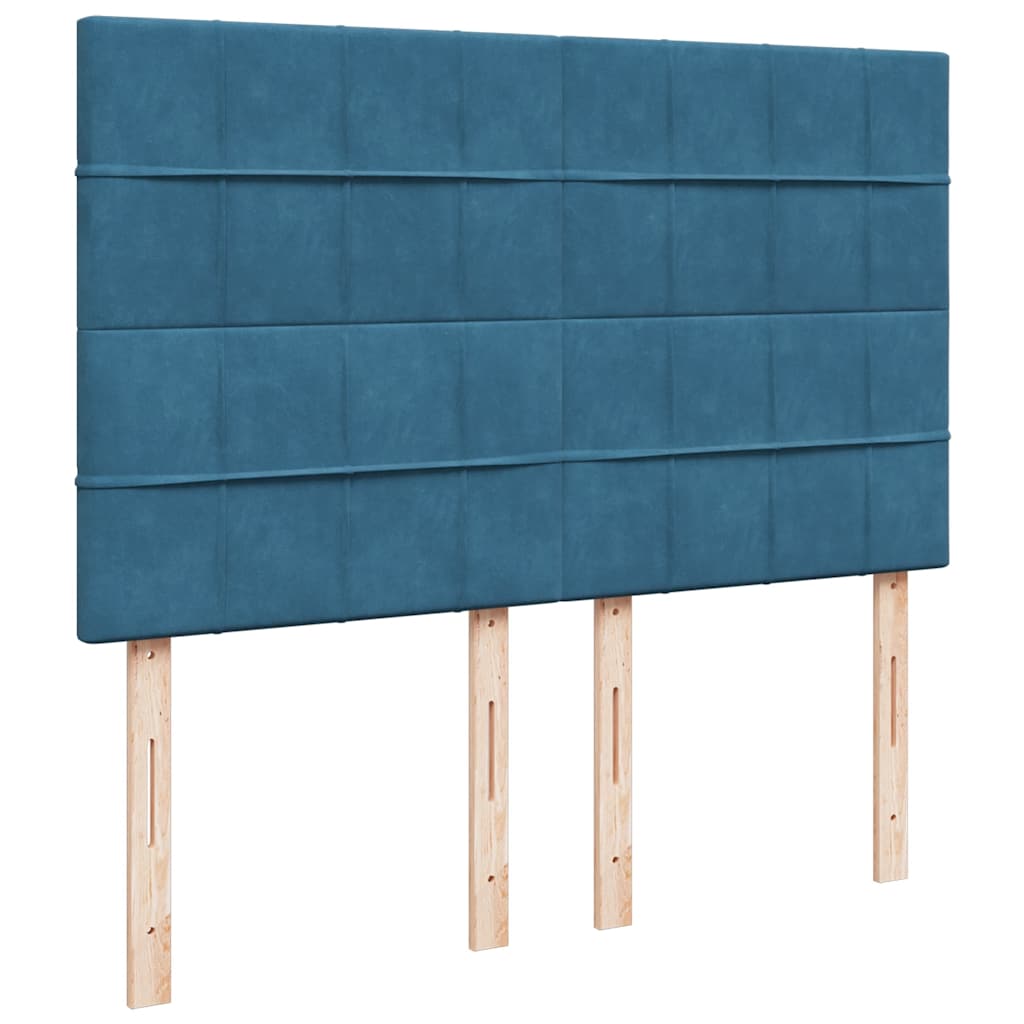 Giroletto a Molle con Materasso Blu Scuro 160x200 cm in Velluto